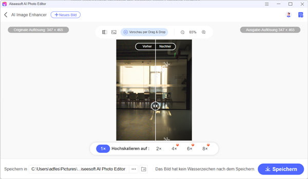 Bildrauschen mit AI Photo Editor entfernen