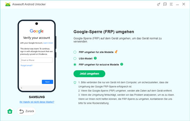 Das Modell auswählen