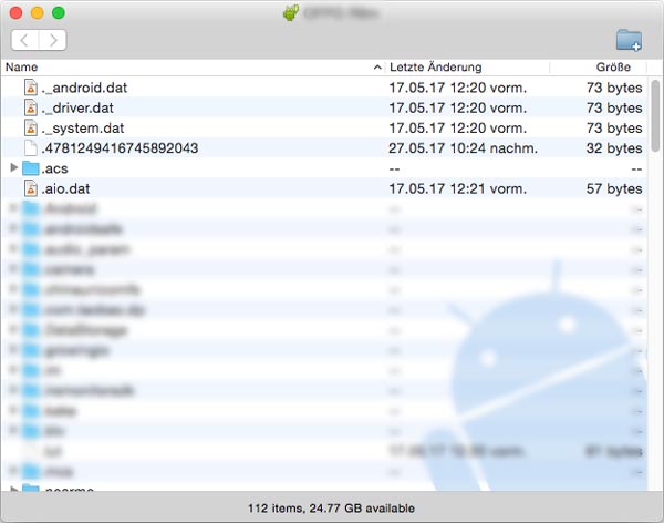 Android Daten zum Übertragen auswählen