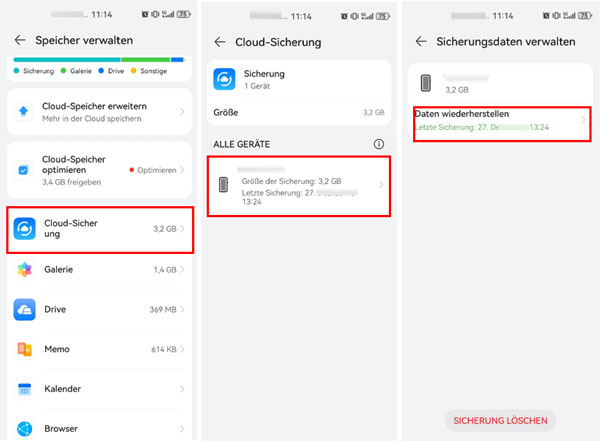 Android Musik aus Cloud wiederherstellen