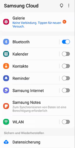 Anrufliste mit Samsung Cloud sichern