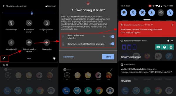 Bildschirmaufnahme aktivieren
