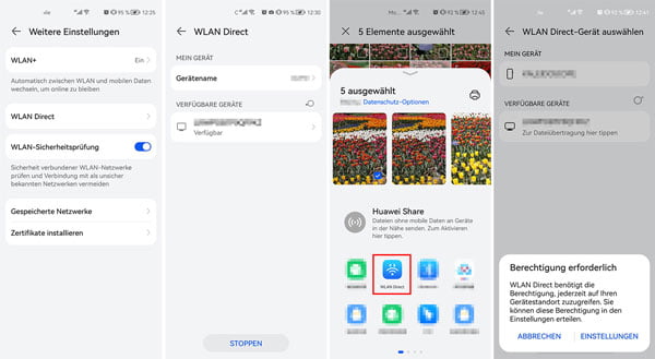 Daten von Huawei auf Samsung durch WLAN Direct übertragen