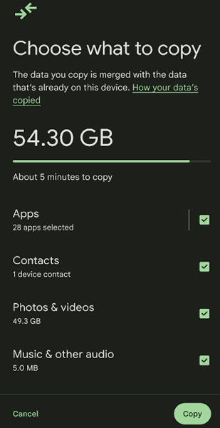 Daten in Android Switch wählen