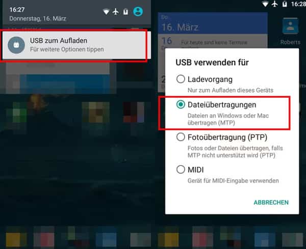 Datenübertragung aktivieren
