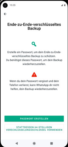 Ende-zu-Ende-verschlüsseltes Backup deaktivieren