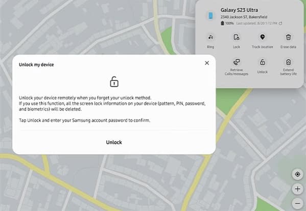 Entsperren mit SmartThings Find bestätigen