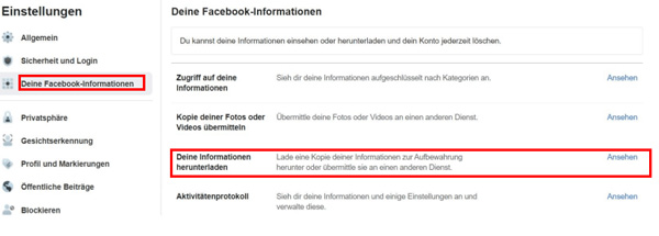 Facebook-Einstellungen öffnen