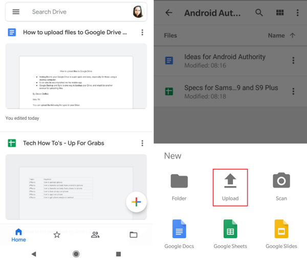 Handy-Daten auf Google Drive hochladen