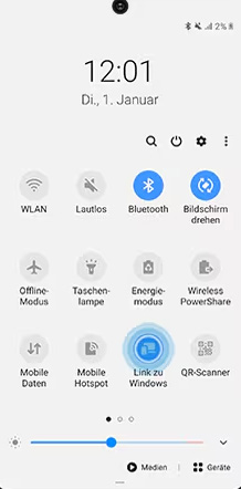 Link zu Windows auf Samsung-Handy aktivieren