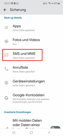 Nokia Nachrichten aus Google Drive wiederherstellen