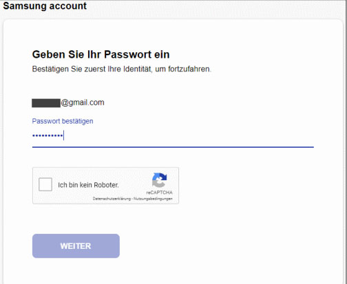 Passwort auf Find My Phone eingeben