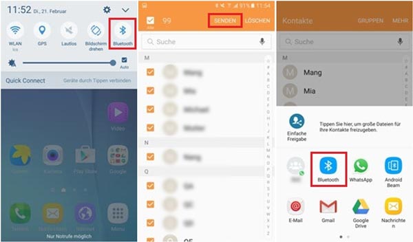 Kontakte per Bluetooth übertragen