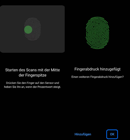 Samsung Fingerabdruck scannen