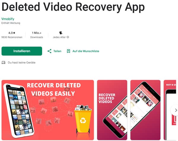 Samsung-Videos wiederherstellen mit App