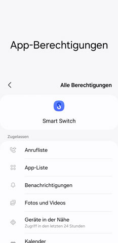 Smart Switch Berechtigungen zulassen