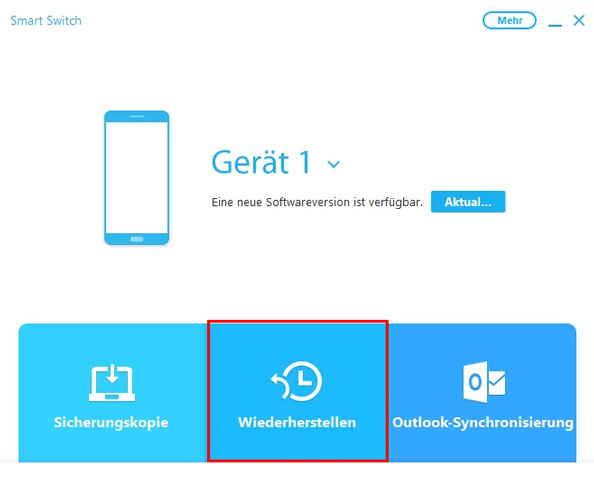 Wiederherstellen in Smart Switch wählen