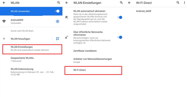 Wi-Fi Direct' auf Handy aktivieren