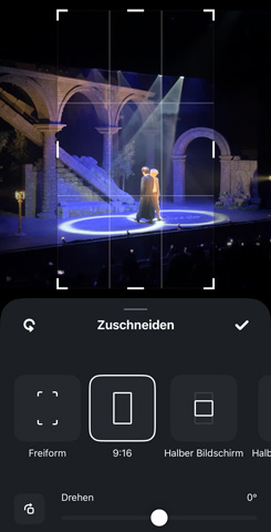 Seitenverhältnis von Instagram-Video mit Edits anpassen