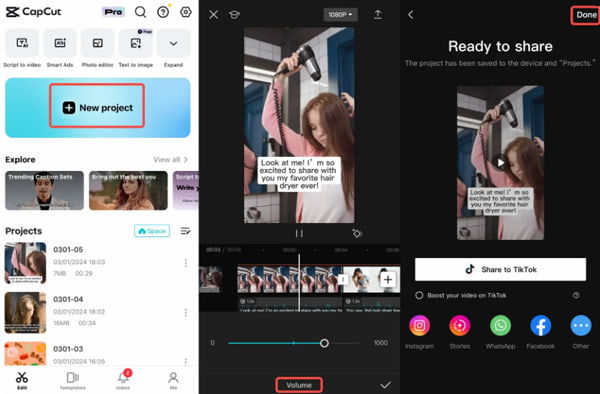 Video-Lautstärke mit CapCut anpassen