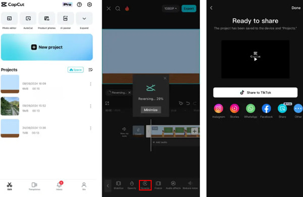 Video mit CapCut umkehren