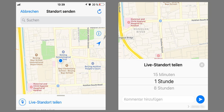 Live-Standort bei WhatsApp teilen