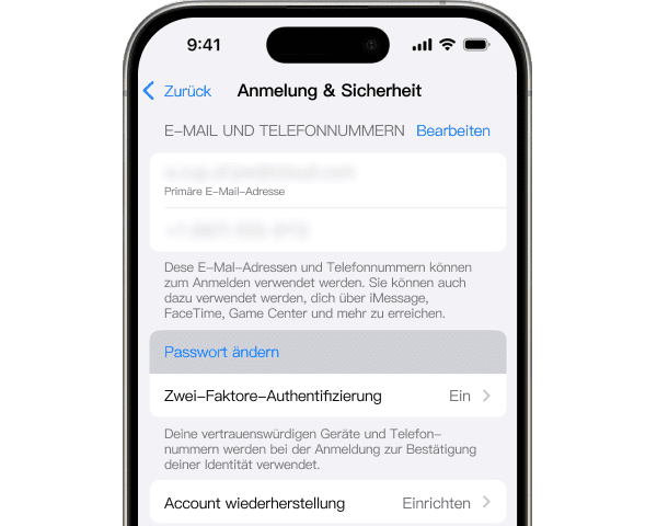 Anmeldung und Sicherheit