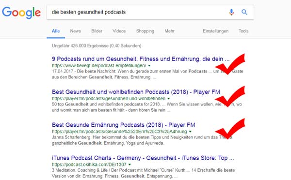 Beste Podcasts googeln