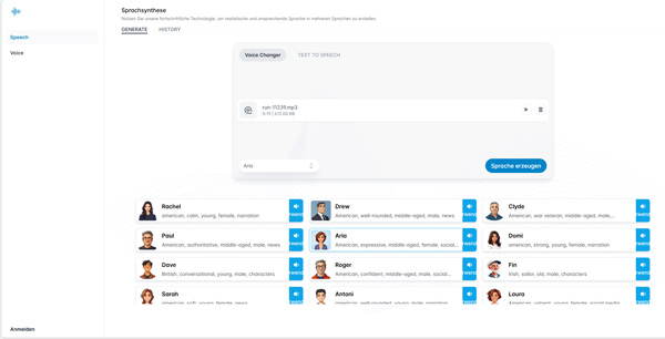 Voicechanger-Oberfläche
