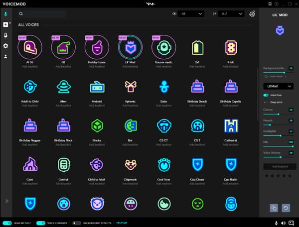 Voicemod-Oberfläche