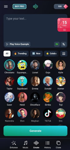 Voices AI Oberfläche