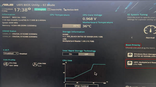 Bios-Einstellungen eingeben