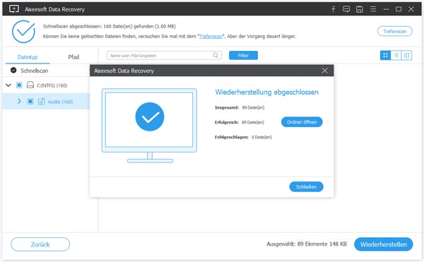 Gelöschte Audios wiederherstellen