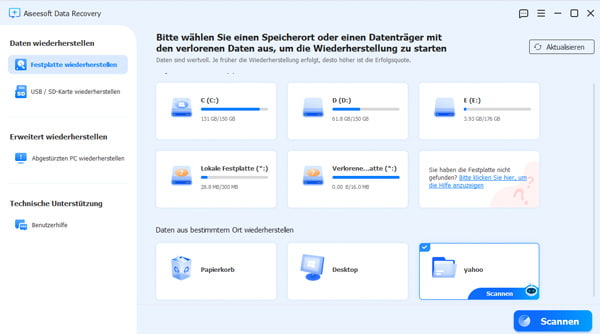 Ordner von Yahoo scannen