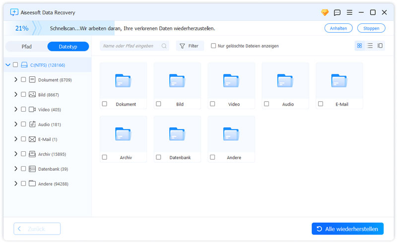 Gelöschte Dateien auf Computer wiederherstellen