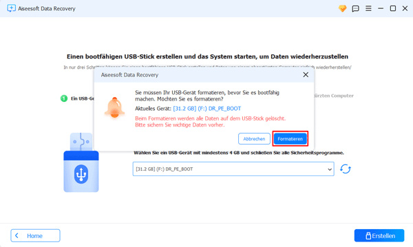 USB Gerät formatieren