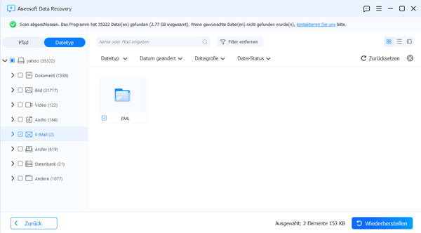 Yahoo Mails wiederherstellen