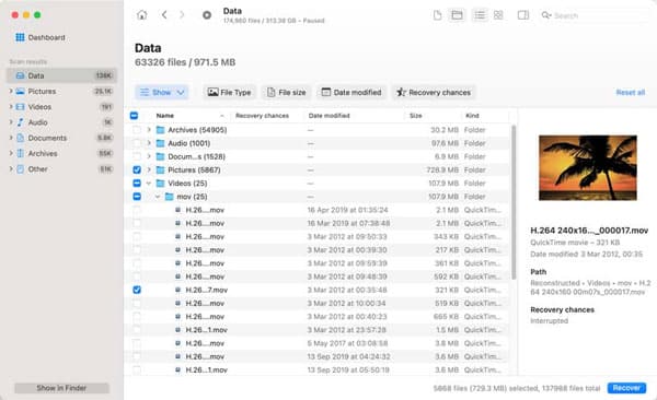 Dateien in Disk Drill auswählen
