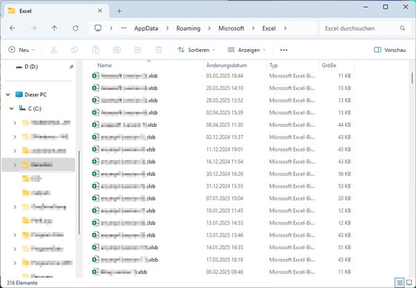 Excel Temp-Dateien wiederherstellen