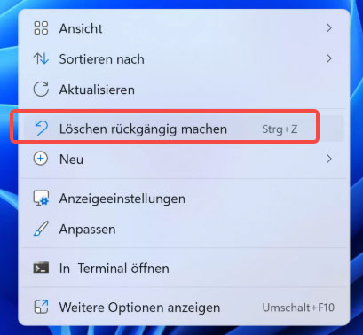 Löschen rückgängig machen auf Windows 11
