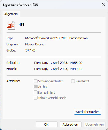 PowerPoint aus Papierkorb wiederherstellen