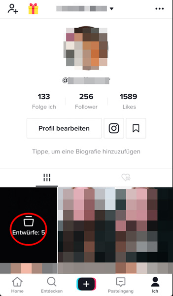 TikTok-Entwürfe wiederherstellen