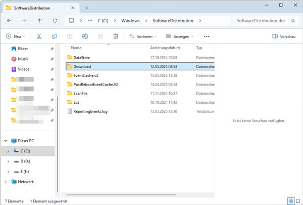 Windows Update Cache-Dateien löschen