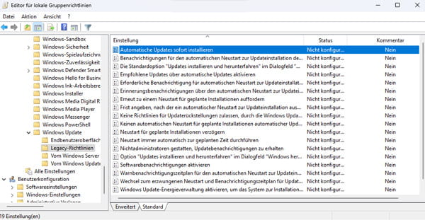 Windows Update mit Gruppenrichtlinien bearbeiten