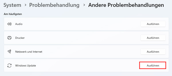 Windows Update Problembehandlung ausführen
