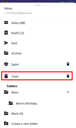 Yahoo-Mail aus Papierkorb auf Handy wiederherstellen