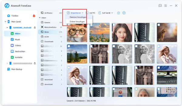 Daten von PC auf Handy importieren