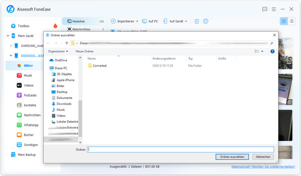Speicherort auswählen