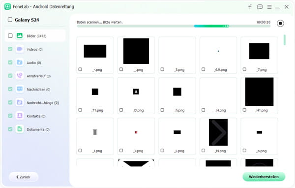 Gelöschte Bilder scannen