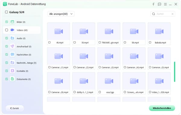 Verlohrene Videos scannen